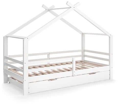 VitaliSpa Hausbett Luni, Weiß, 200 x 90 cm mit Gästebett, wie EIN kleines Zuhause – für eine warme Atmosphäre