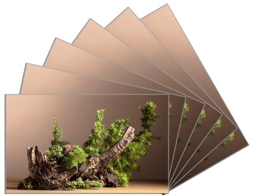 Wallario 6er Set Frühstücksbrettchen aus Glas, Glasunterlage, Glasbrettchen Komposition aus Holz und Grün, Größe 14 x 23 cm, Sicherheitsglas