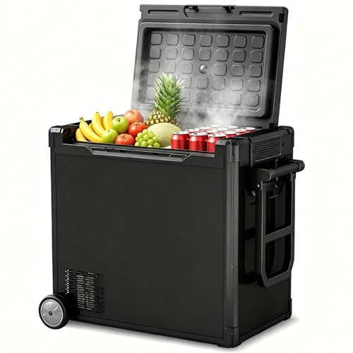 ARTETHYS Camping Fridge, 50L Car Fridge 12V Refrigerator, Portable Freezer Compressor Fridges, -20°C to 20°C, 12/24V DC 240V AC for Travel Campervan RV
