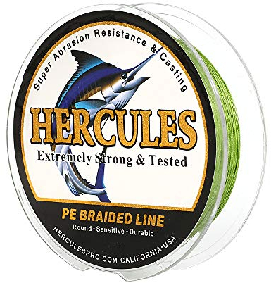 Hercules Super Cast 100M 109 Yards Braided Fishing Line 15 LB Test for Saltwater Freshwater PE Braid Fish Lines Superline 8 Strands - Army Green, 15LB (6.8KG), 0.16MM