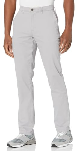 Amazon Essentials Herren Legere Stretch-Chinohose in sportlicher Passform (in Übergröße erhältlich), Grau, 34W / 32L