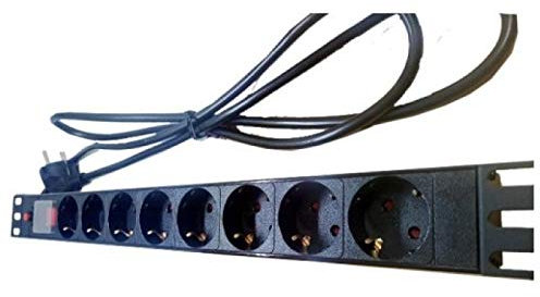 TodoRACK Regleta de enchufes para Armario Rack 19 8 schukos de alumino con Interruptor