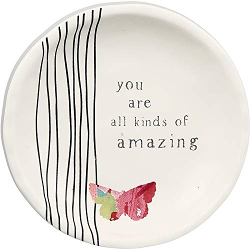 Pavilion Gift Company 4 Inch Butterfly Keepsake Jewelry Trinket Dish, White