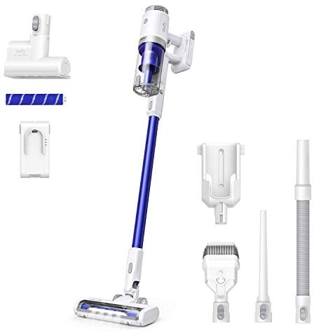 eufy Akku Staubsauger, HomeVac S11 Infinity, 2in1 kabelloser Staubsauger, 20000 Pa Saugleistung, federleicht & kompakt, bis 45 Min. Laufzeit, ideal für Teppiche & Hartböden, mit 2 Akku (Weiß)