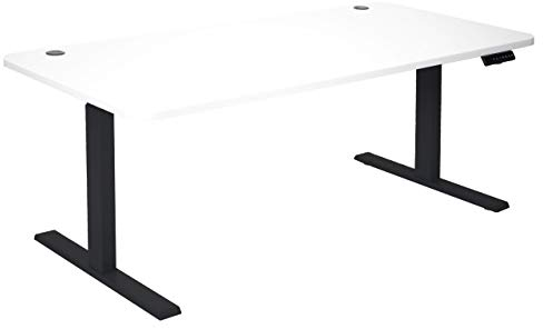 Mendler Schreibtisch HWC-D40, Computertisch, elektrisch höhenverstellbar 160x80cm 53kg MVG - weiß, schwarz