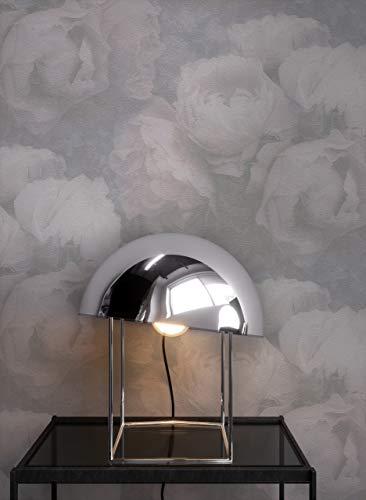 NEWROOM Tapete Rosa Vliestapete Blumen - Vintage Floral Weiß Grau Rosen Blätter Blumentapete 3D Optik Rosentapete inkl. Tapezier-Ratgeber