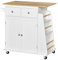 HOMCOM Carro de Madera Auxiliar con Ruedas Carrito de Servicio con 2 Cajones de Regulable y Barra para Colgar 89x45x89,5 cm Blanco