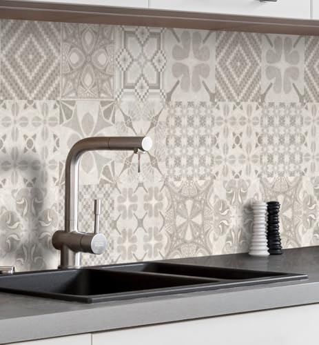 MyMaxxi Küchenrückwand selbstklebend – Matte Premium Spritzschutz Folie als günstige Alternative zu Glas, einfache Montage & leichte Reinigung – 60 cm hoch – Motiv: Mosaik beige B 220 cm x H 60 cm