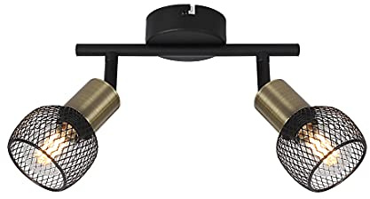 Globo 54028-2 Spotleuchte aus Metall, Lampenschirm aus Metallgeflecht, schwarz matt