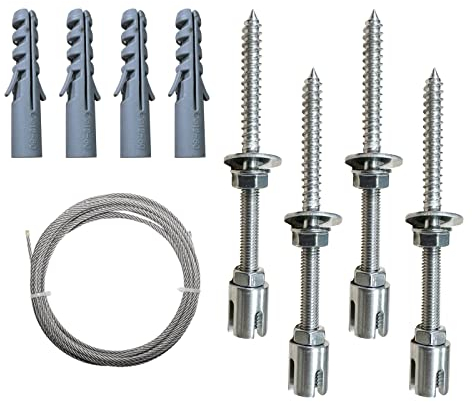 CDIYTOOL Lot de 4 treillis pour plantes grimpantes - En acier inoxydable - Avec câble de 10 m - Pour plantes grimpantes, vignes et murs verts - Panneaux de clôture