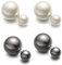 MichelleYoung Two Pairs of Double Sided White Pearl and Grey Pearl Sterling Silver Earrings Women Fashion Elegant Faux Pearl Double Front Back Ball Stud Earrings