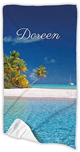 Unikatolo Badetuch Strand Motiv mit Name personalisiert 70 x 140 cm | vollflächig Bedruckt Ostern Sommer Geburtstag Fotogeschenk Reisegutschein Erwachsene und Kinder