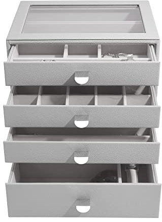 Stackers Pebble Grey Classic Jewellery Box - Set of 4 (with drawers)