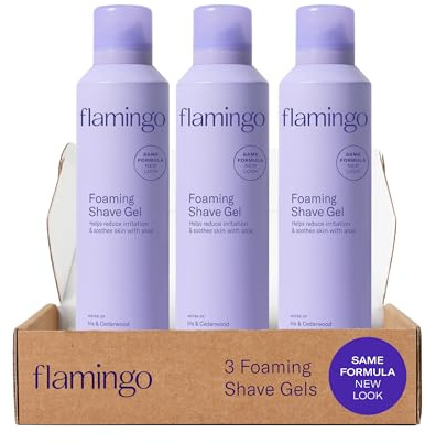 Flamingo Shaving Gel for Women, Foaming Gel with Aloe Vera, 6.7oz, 3ct