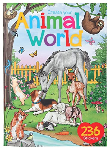 Depesche 11943 Create your Animal World - Mal-und Stickerbuch mit 24 schönen Motiven aus der Tierwelt zum Gestalten und Bekleben, inkl. 2 Stickerbogen mit zahlreichen Tierstickern