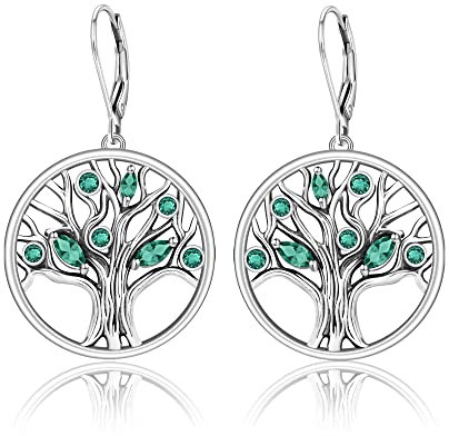 Baum des Lebens Ohrringe S925 Sterling Silber Cubic Zirkonia Familie Baum baumeln Tropfen Ohrringe Weihnachten Geschenke