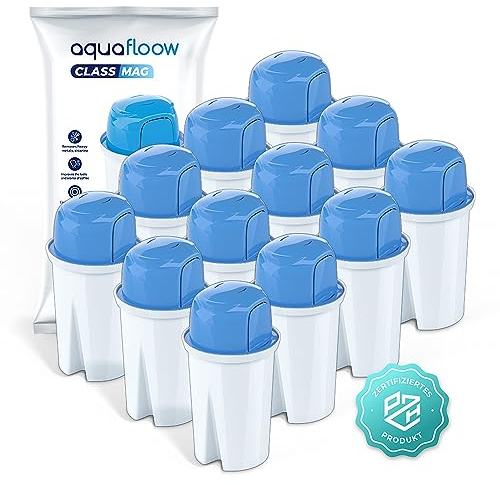Aquafloow Cartucce Filtranti Per Acqua, per Brocca Filtro, I Filtri Puliscono L'acqua E La Arricchiscono Di Magnesio | Filtro di Ricambio per Dafi Classic, Aquaphor, Brita Classic, Laica – 12 pezzi
