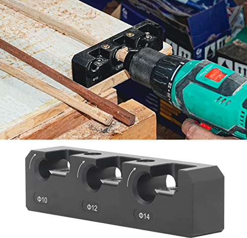 Bohrmaschine Fräsen, Holzdübel Jig Dübel Rundstab Hilfswerkzeug Aluminiumlegierung Schwarz Holzbearbeitungswerkzeug mit Schraubenschlüssel