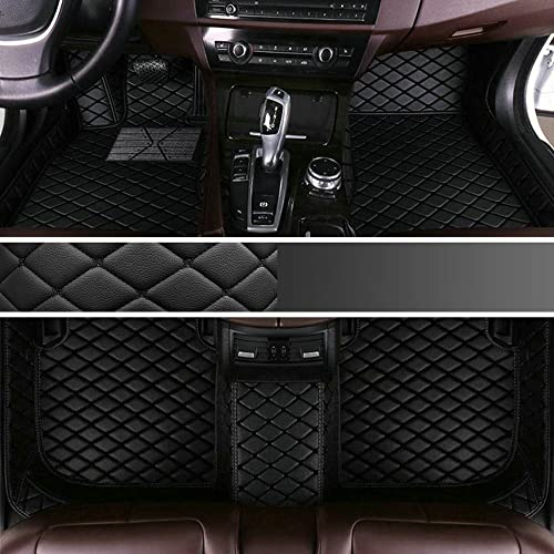 Personalisierung Anpassen Autofussmatten - 3D Luxus PU-Leder Auto Fussmatten Massanfertigung, Nach Maß Fußmatten Kompatibel mit 99% AutoMarke Modell (schwarz)