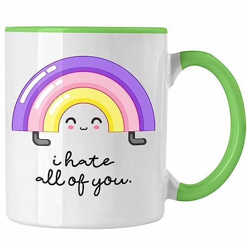 Trendation Odio tutti voi tazza divertente dicendo che ti odio tutte le persone umorismo divertente dicendo donne (Verde/Grün)
