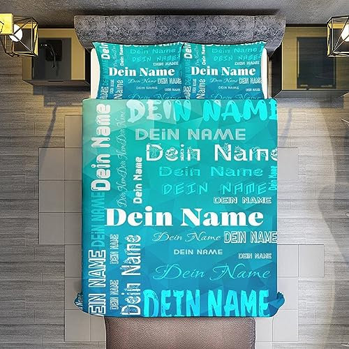 Jaucin Personalisierte Bettwäsche Sets: Gestalten Sie Ihre Bettwäsche und Kissenbezüge 155x220 mit eigenem Foto | Personalisierte Weihnachts Geschenke (Name, 155x220cm)
