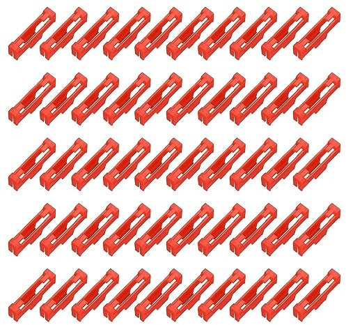 sourcing map 50 Pcs Servo Cable Clips Lock, ABS Servo Extension Safety Cable Buckle Fixing Holder for RC Plane Boat DIY Model Red