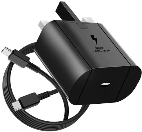 Samsung 25W Fast Charger - USB C Plug & 6FT Cable for Samsung Galaxy S24, S23, S22, S21, S20, S10 - Compatible With Other Type C Devices