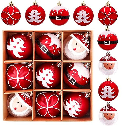 9 Piezas de Bolas de Navidad,6cm inastillable Colgante Bola de Navidad,Bolas de Navidad Colgantes Adornos para Árbol de Navidad,Decoración para el Árbol de Navidad para Fiestas de Navidad,Bodas