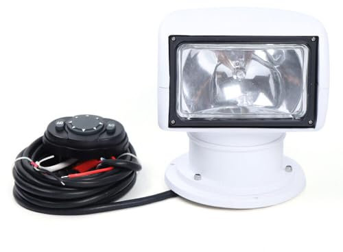 DIFU Projecteur de recherche marine à 360° avec télécommande pour bateau, camion, voiture 12 V CC 100 W pour yacht, bateau, camion, etc. (blanc)