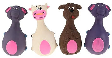 Amosfun 4stücke Quietschspielzeug Aus Latex Für Hunde Bunte Lustige Cartoon-Tiere Für Interaktives Spielen Und Kauspielzeug Für Welpen Und Kleine Hunde