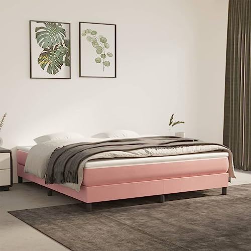 Coavain Polsterbett Betten Bettkasten Bettgestellrahmen Bett für Erwachsene & Jugendliche Gästebett Boxspringbett Rosa 160x200 cm Samt