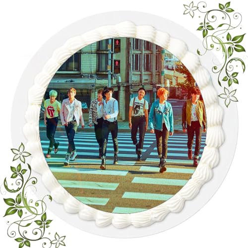 FONDANT Tortenbild, Zuckerbild mit Motiv, Essbares Foto für Torten, Tortenbild, Tortenaufleger Ø 20cm FONDANT Bangtan Boys Nr. 3