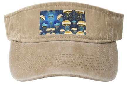 Blau und Gold Qualle Sonnenschutz Hüte, offene Top Hut für Frauen und Männer, Angeln Hüte, Erwachsene Sonnenschutz Visier Cap, Natürlich, Einheitsgr��e