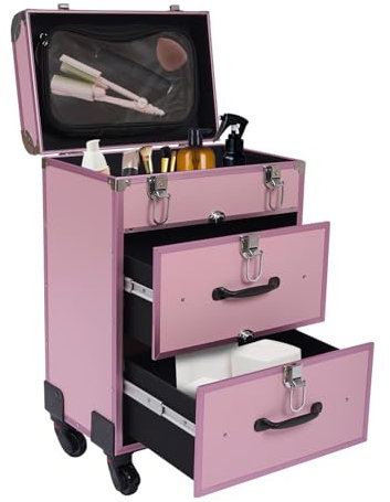 Kosmetikkoffer Trolley Make-up-Trolley Make-up Koffer Mit Universal-Rad 3 Etagen Friseurkoffer groß 36 x 23 x 58cm für professionelle Visagisten Friseure Nageltechniker und Kosmetiker