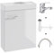 .Deftrans waschbecken gäste wc mit unterschrank 50 x 70 x 23 cm, gäste wc waschtisch, gästewaschbecken klein Set - waschbeckenunterschrank weiß mit Siphon und Waschtischarmatur