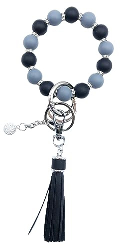 Xsclpomddy Schlüsselanhänger Armband Schlüsselbund Silikon Perlen Handgelen schlüsselkette für Frauen,black gay