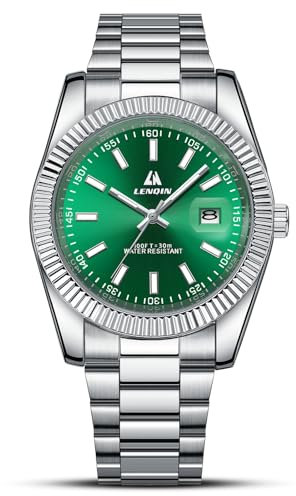LN LENQIN Uhren Herren Herren Uhr Edelstahl Armbanduhr Herren 30M wasserdichte Männer Analog Quarzuhr mit Datum Mode Casual Designer Uhr für Herren