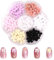 COMNICO Nagelanhänger 240 Stück Bunte Schleifenknoten-Nagelstecker-Strasssteine Kristall Nagelschleifen und Flache Perlen Nagelkunst Dekorationszubehör Acryl-Nagelzubehör für Nagelschmuck DIY-Basteln