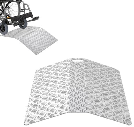 UISEBRT Türschwellenrampe Rollstuhlrampe Schwellenrampe,Aluminium Rampe Rollstuhl, Schwellenbrücke rutschfest Tragbare mit Griffe,Tragfähigkeit 270 kg (100 x 70 x 10 cm)
