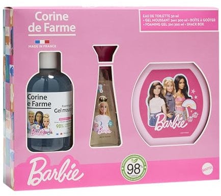 Corine de Farme - Coffret Barbie Enfant - Eau de Toilette 30ml Florale & Fruitée + Gel Moussant 3 en 1, Cheveux & Bain - Ingrédients Naturels