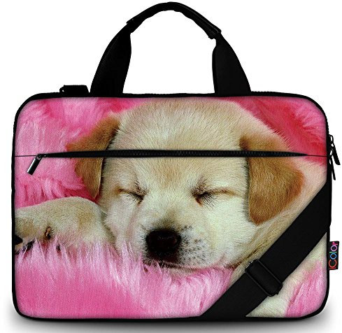 Mibbxea 14,5 15 15,6 Zoll Canvas Laptoptasche,Messenger Tasche,Einzelne Schultertasche mit verstellbarem Gurt,Reisetasche,Schützende Tragetasche für Computer,Ultrabook,Netbook (Niedlicher Hund)