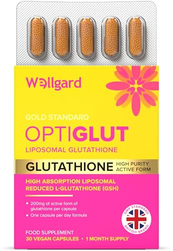 Liposomal Glutathione 200mg, Wellgard Optiglut - High Absorption Reduced L-Glutathione (GSH) - One-a-Day Vegan Capsules, 30 Capsules
