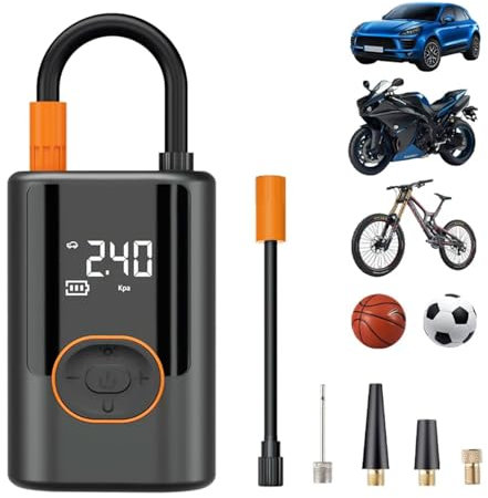 Tyre Inflator Portable Air Compressor,150PSI Cordless Tyre Inflator 5 Mode 6000mAh Rechargeable Power Bank Auto Shut-Off Digital Display Electric Air Pump w LED Light for Car, Motorcycle, Bike, Ball