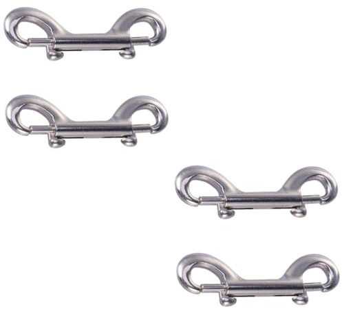 2 Sätze Doppelhaken Edelstahlhaken Carabiner Hook Sportzubehör Karabinerhaken Stangen Markise Schwenken Schwere Klemme Langer Schnappverschluss Rostfreier Stahl Silver 2 Stück * 2 GLEAVI