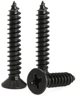 KELUBATU M3 Carbon Steel Black Phillips Screws, Countersunk Head Wood Screws Self-Tapping for Furniture, Woodworking-M3 x 30 mm 80 Pcs and M6 Screw Anchors 20 Pcs