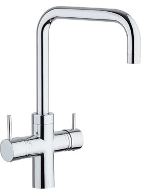 SCHOCK|Miscelatore Cucina Aquapura 5 Vie, Rubinetto Per Acqua Filtrata. Doppio Comando per Acqua Filtrata naturale ambiente, naturale fredda e frizzante fredda, Ottone Cromato, Made In Italy