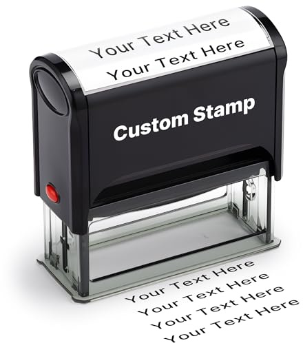 GifXify Selbstfärbender Stempel – Personalisierter Gummistempel mit Name, Adresse, Text – 5 Größen und 5 Tintenfarben – nachfüllbar, saubere und klare Abdrücke für Büro oder Zuhause (Rechteckig)