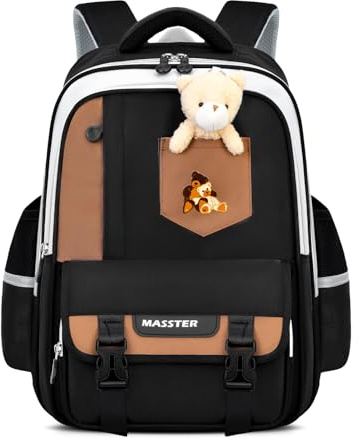 Amythe Schultasche Jungen 2-5. Klasse, Atmungsaktiv Leichte Kinder Rucksack, 24L Ergonomischer Schulranzen für Jungen Grundschule Mit Süßen Anhänger, Lässiger Schulrucksack