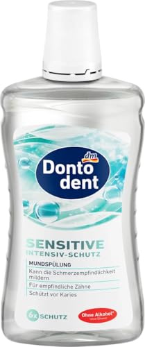 Dontodent Mundspülung Sensitive Intensiv Schutz für empfindliche Zähne 6-fach Schutz, kann die Schmerzempfindlichkeit mildern 500 ml