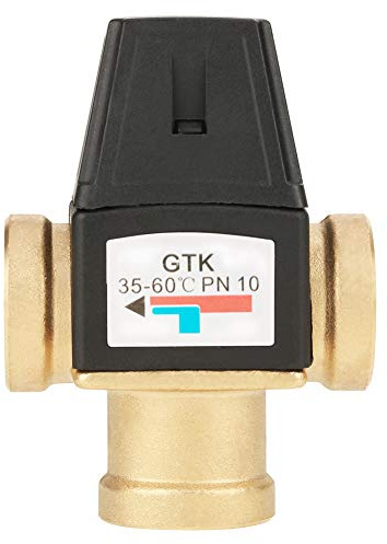 RASTKY Mitigeur Thermostatique en Laiton, Soupape de sécurité Anti-brûlure pour Eau Chaude, Vanne Thermostatique 3 Voies pour Circuit de Chauffage au Sol